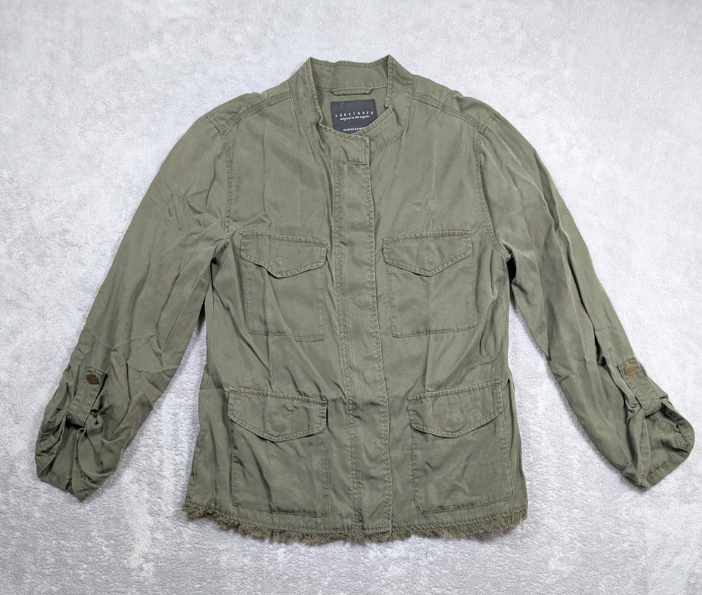 Sanctuary Anthropologie Jacket Womens Small Green Utility Distressed Hem